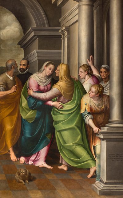 Transepto Sur, Altar de la Visitación, Retablo de Gervaso Gatti, Visitación de María a su prima Isabel 1583 de Gervasio Gatti