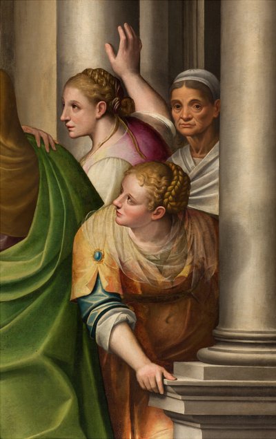 Transepto sur, Altar de la Visitación, Detalle del retablo de Gervaso Gatti, La Visitación de María a la prima Isabel 1583, Detalle del retablo de Gervasio Gatti
