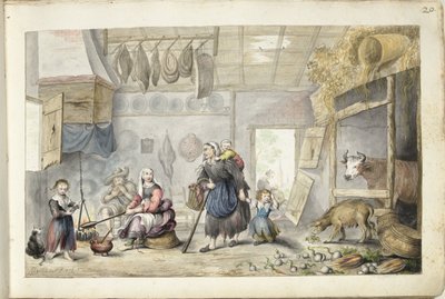 Interior de una granja (Caridad o Pobreza) de Gesina ter Borch (signed by artist)