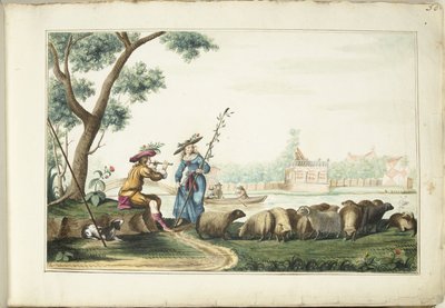 Rendimiento pastoral por un río de Gesina ter Borch (signed by artist)