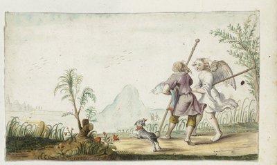 Tobias en de engel de Gesina ter Borch (signed by artist)