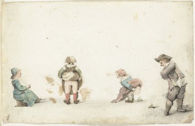 Cuatro niños haciendo sus negocios de Gesina ter Borch