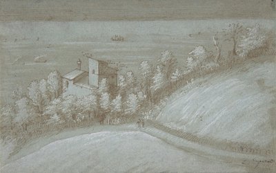 Una casa con palomar y árboles junto al mar, siglo XVI de Gherardo Cibo