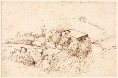 Farm with Trees in a Hilly Landscape (verso) de Gherardo Cibo