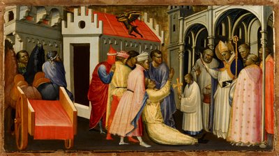 San Hugo de Lincoln exorciza a un hombre poseído por el diablo, 1404-1407 de Gherardo Starnina