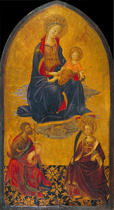 La adoración de la Virgen y el Niño por San Juan Bautista y Santa Catalina de Gherardo Starnina
