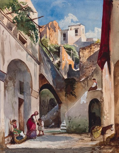 Casas en la Costiera de la península de Sorrento, con adiciones de la Princesa María Anunciata de Borbón, 1853 de Giacinto Gigante