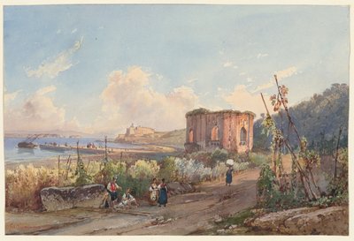 Vista de Baia con el templo de Venus, una de las cuatro pequeñas vistas de Nápoles de un Album Amicorum de Giacinto Gigante