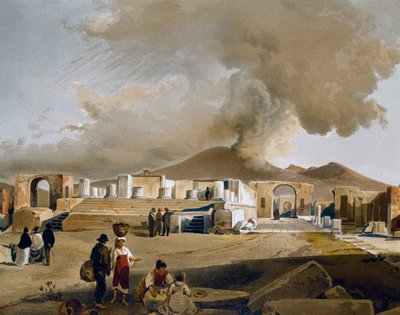 Vista del Foro y el Templo de Júpiter en Pompeya, ilustración de Giacinto Gigante (1806-1876) de Casas y monumentos de Pompeya, de Fausto y Felice Niccolini de Giacinto Gigante