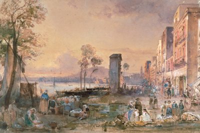 Vista de Nápoles desde Marinella, por Giacinto Gigante (1806-1876), lápiz, acuarela y cerusa (blanco de plomo) sobre papel, Italia de Giacinto Gigante