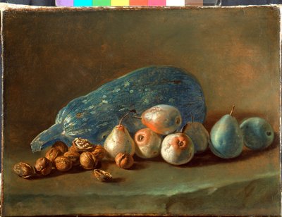Naturaleza muerta con calabaza, peras y nueces de Giacomo Ceruti