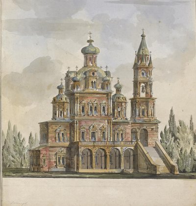 Proyecto para la Iglesia de la Dormición de la Theotokos en la calle Pokrovka en Moscú de Giacomo Antonio Domenico Quarenghi