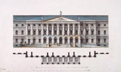 Proyecto del Instituto Smolny. La fachada principal y el plano de la planta baja, 1806-1808 de Giacomo Antonio Domenico Quarenghi