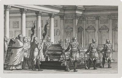 El Emperador Pablo I en estado con una guardia de honor de Giacomo Antonio Domenico Quarenghi