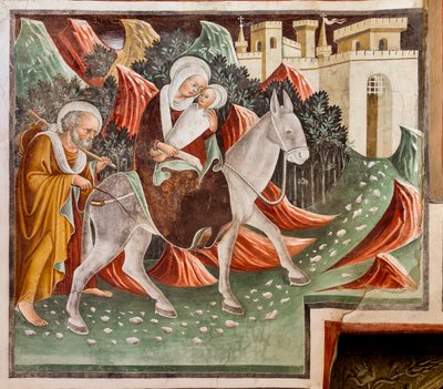 Escapada a Egipto, detalle de la Vida de Jesús de Giacomo Borlone de Buschis