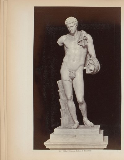 Escultura de Hermes de Belvedere en los Museos Vaticanos en Roma, Italia Roma (Vaticano) Antinoo di Belvedere (título sobre objeto) de Giacomo Brogi (attributed to)
