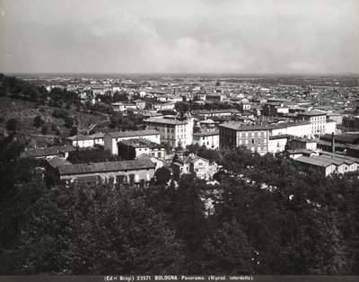 Panorama de Bolonia con algunas fábricas y una colina de Giacomo Brogi
