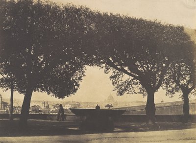 Vista desde la Academia Francesa en la Villa Medici, ca. 1852 de Giacomo Caneva