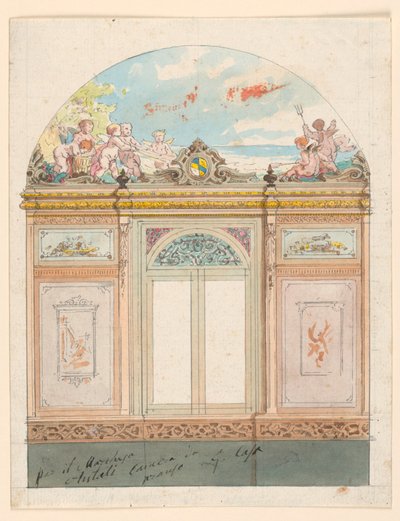 Dibujo, Decoración mural pintada, 1870 de Giacomo Casa