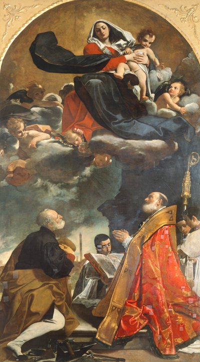 Retablo que representa a la Virgen con los santos Petronio y Alo de Giacomo Cavedoni