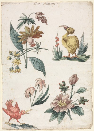 Diseños florales con dos pájaros, 1774 de Giacomo Cavenezia