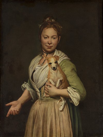 Una Mujer con un Perro, 1740s de Giacomo Ceruti