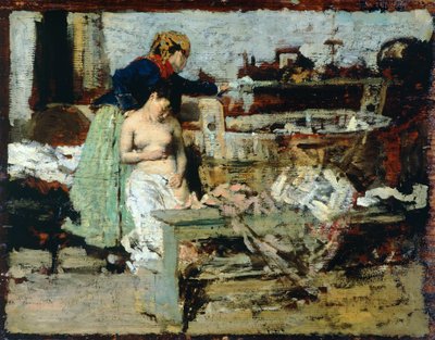 Después del baño (óleo sobre madera) de Giacomo Favretto