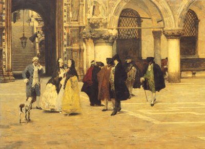 Paseando por la plaza de Venecia de Giacomo Favretto