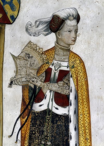 Representación de los marqueses de Saluzzo y sus esposas como héroes y heroínas históricos y mitológicos (detalle) de Giacomo Jaquerio