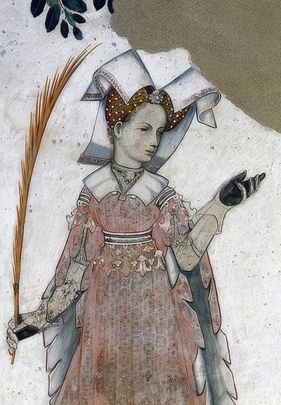 Representación de los marqueses de Saluzzo y sus esposas como héroes y heroínas históricos y mitológicos. (detalle) de Giacomo Jaquerio