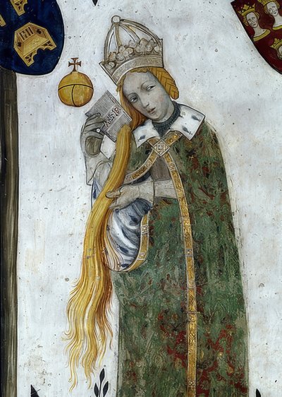 Representación de los marqueses de Saluzzo y sus esposas como héroes y heroínas históricos y mitológicos. (detalle) de Giacomo Jaquerio