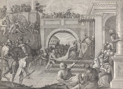 El Dogo Enrico Dandolo corona a Baldovino el primer emperador del Imperio Latino de Constantinopla, 1745-94 de Giacomo Leonardis