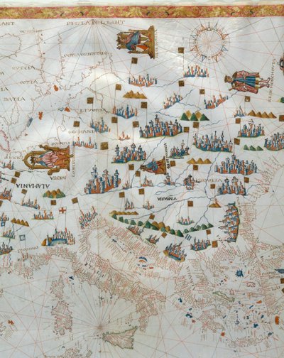 Mapa náutico, detalle de Europa Occidental, 1564 de Giacomo Maggiolo