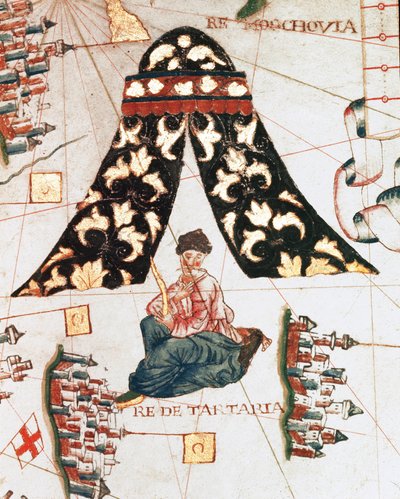 El rey de los tártaros (Miniatura, c.1563) de Giacomo Maggiolo