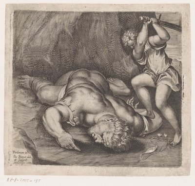 David decapita a Goliat Escenas posteriores a los frescos de Pordenone en el Santo Stefano de Venecia (título de la serie) de Giacomo Piccini
