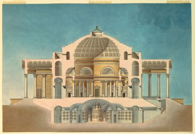 Dibujo para un Oratorio (Capilla Conmemorativa) de Giacomo Quarenghi