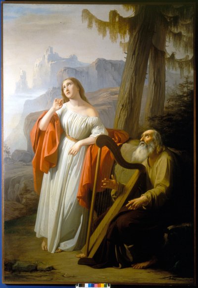 Ossian canta a Malvina las hazañas de Carthoon. Pintura de Giacomo Trecourt de Giacomo Trecourt