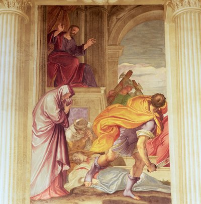 Asesinato de la Virgen (fresco) de Giambattista (1526 78) Zelotti