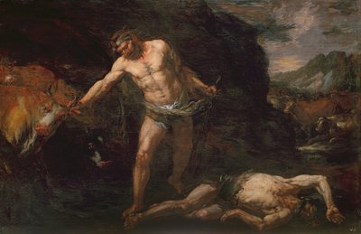 Hércules mata al gigante Caco y recupera el ganado de Gerión de Giambattista Langetti