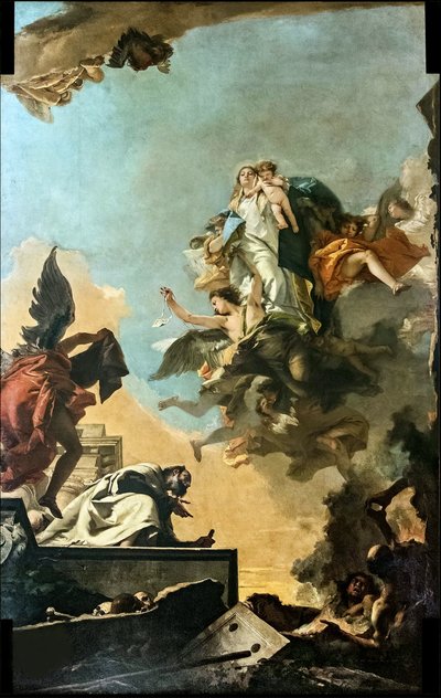 Nuestra Señora del Carmen dando el escapulario a San Simón Stock, 1749 de Giambattista Tiepolo