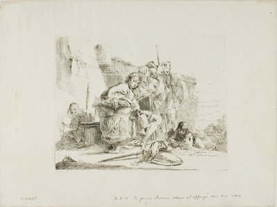 Joven Sentado Apoyado en una Urna, de Capricci de Giambattista Tiepolo