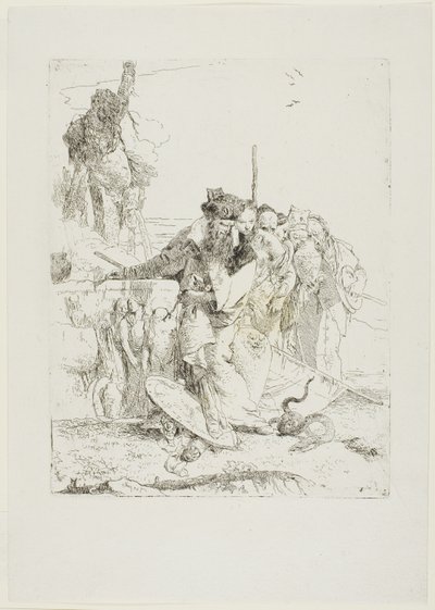 Seis personas observando una serpiente, de Scherzi de Giambattista Tiepolo