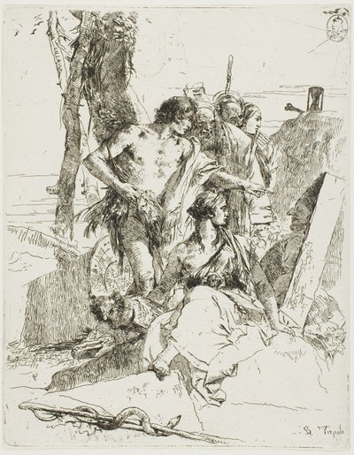 El descubrimiento de la tumba de Punchinello, de Scherzi de Giambattista Tiepolo