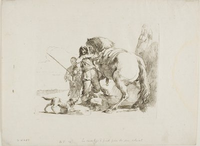 El jinete de pie junto a su caballo, de Capricci de Giambattista Tiepolo