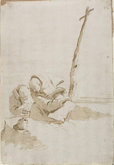 Dos monjes contemplando un cráneo de Giambattista Tiepolo