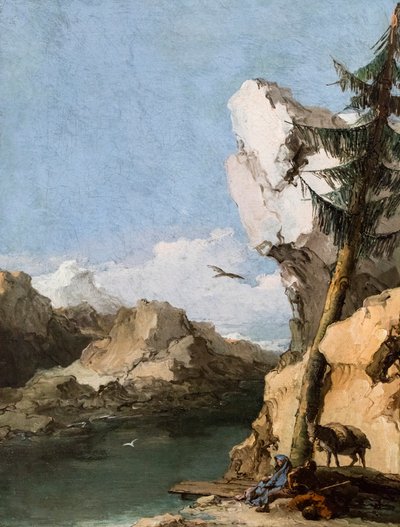Descansando durante la Huida a Egipto, hacia 1762/70 (Óleo sobre lienzo) de Giambattista & Tiepolo Giandomenico (1727-1804) Tiepolo