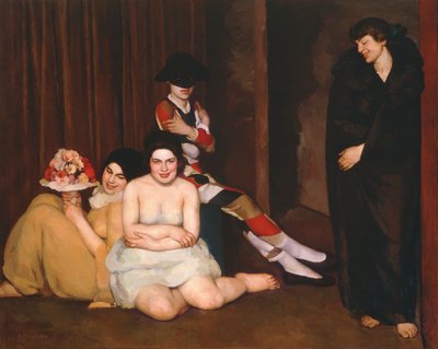 Italia, Roma, pintura de Las Máscaras de Gian Emilio Malerba
