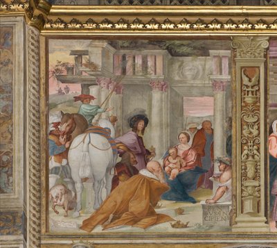 Nave central, quinto tramo norte, Adoración de los Magos, Gian Francesco Bembo de Gian Francesco Bembo