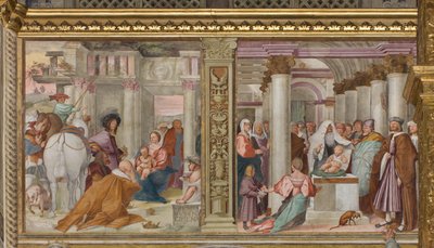 Nave central, Quinto tramo norte, Adoración de los Magos, Presentación en el Templo, Gian Francesco Bembo de Gian Francesco Bembo