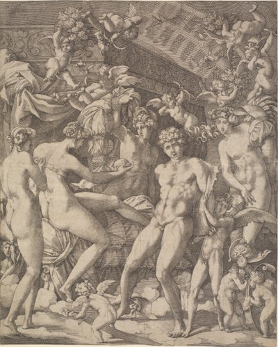 Venus y Marte con amorcillos y tres gracias de Gian Jacopo Caraglio
